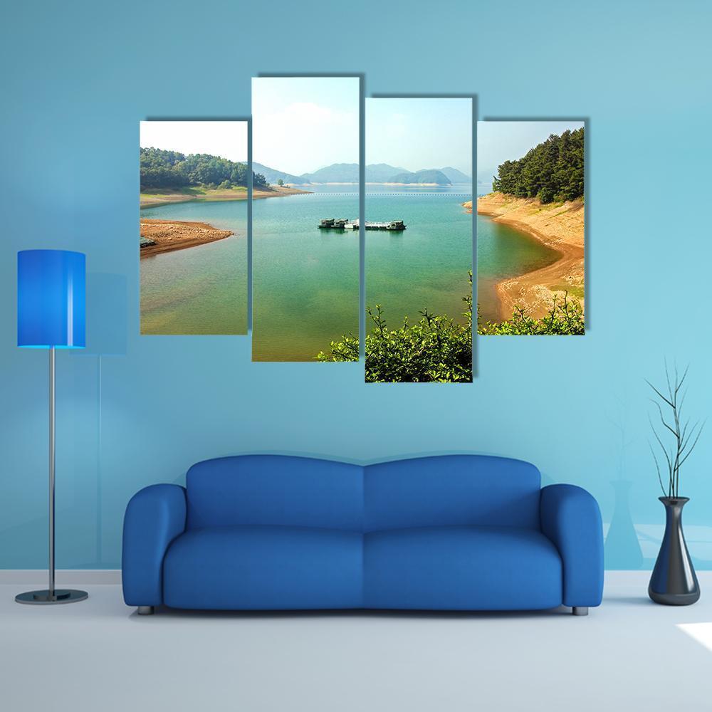 Daecheongho Lake Canvas Wall Art-4 Pop-Gallery Wrap-50" x 32"-Tiaracle
