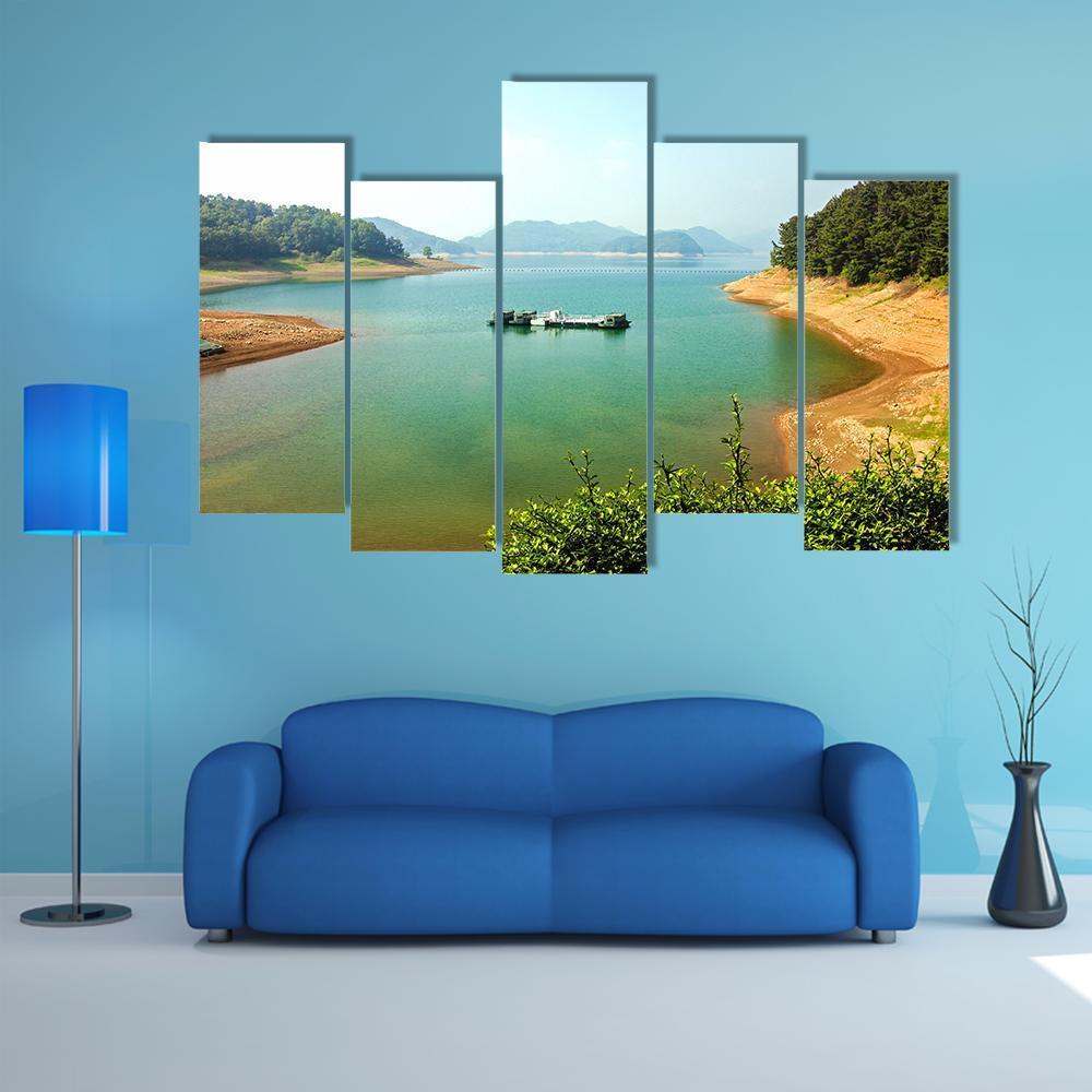 Daecheongho Lake Canvas Wall Art-5 Pop-Gallery Wrap-47" x 32"-Tiaracle