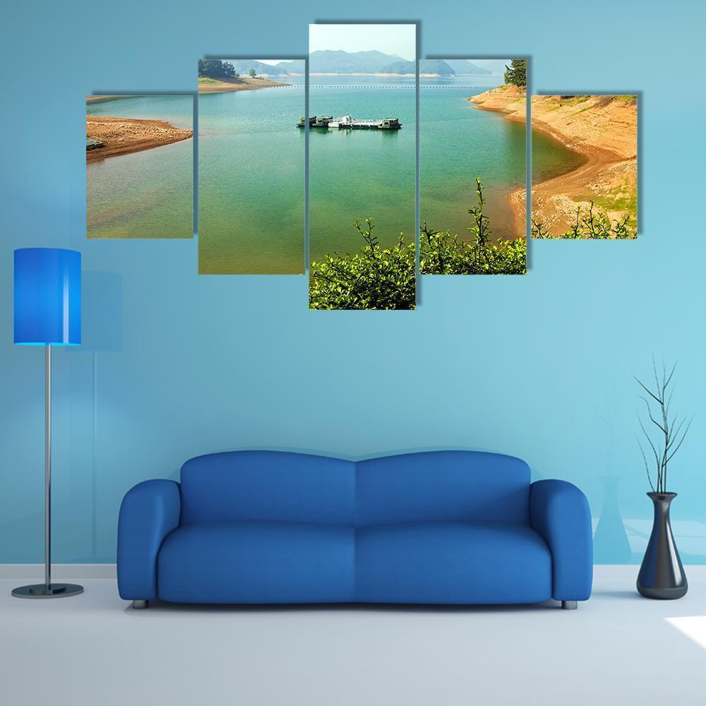 Daecheongho Lake Canvas Wall Art-5 Pop-Gallery Wrap-47" x 32"-Tiaracle