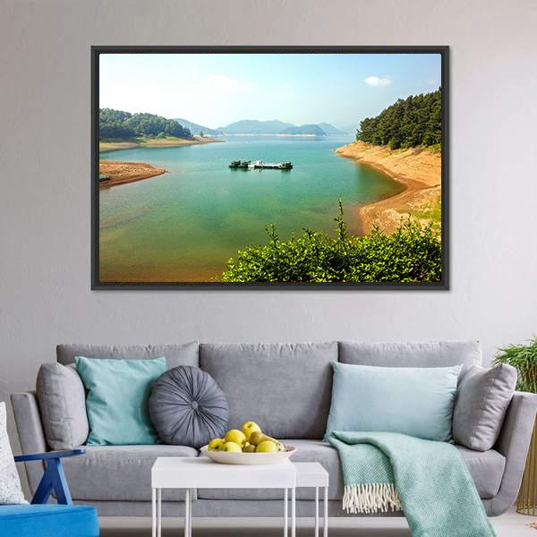 Daecheongho Lake Canvas Wall Art-3 Horizontal-Gallery Wrap-25" x 16"-Tiaracle