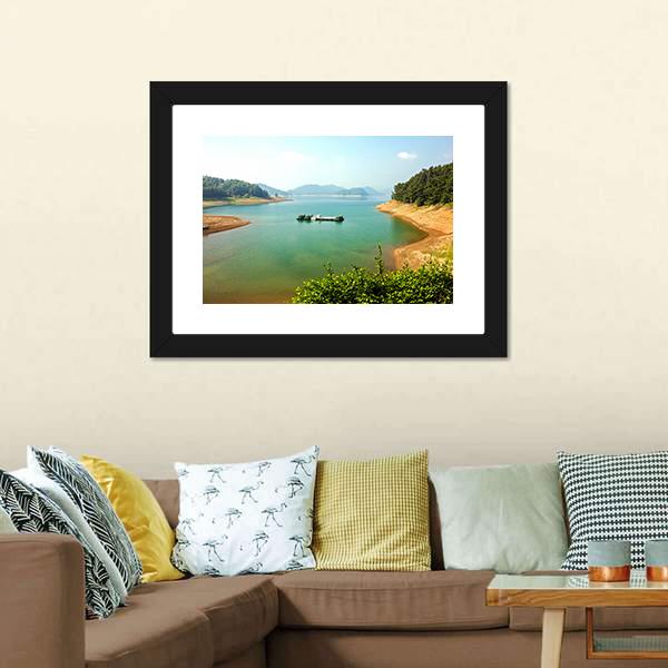 Daecheongho Lake Canvas Wall Art-1 Piece-Framed Print-20" x 16"-Tiaracle