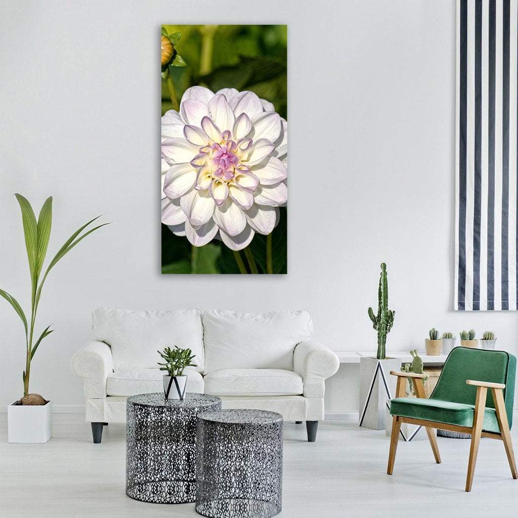 Dahlia Blossom Vertical Canvas Wall Art-3 Vertical-Gallery Wrap-12" x 25"-Tiaracle