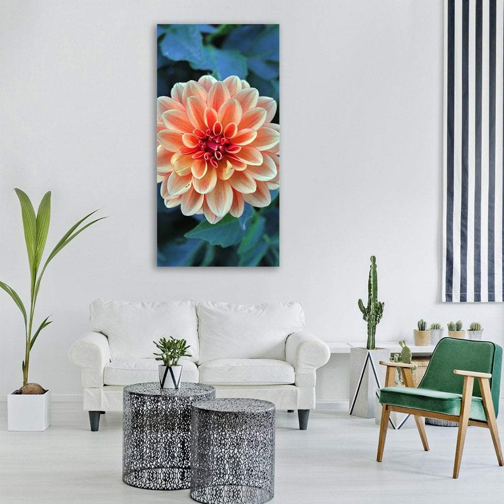 Dahlia Flower Blossom Vertical Canvas Wall Art-1 Vertical-Gallery Wrap-12" x 24"-Tiaracle