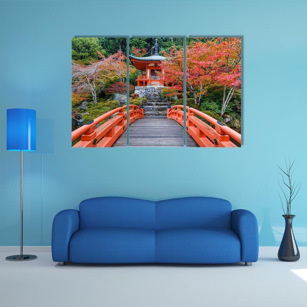 Daigoji Temple In Autumn Canvas Wall Art-3 Horizontal-Gallery Wrap-37" x 24"-Tiaracle