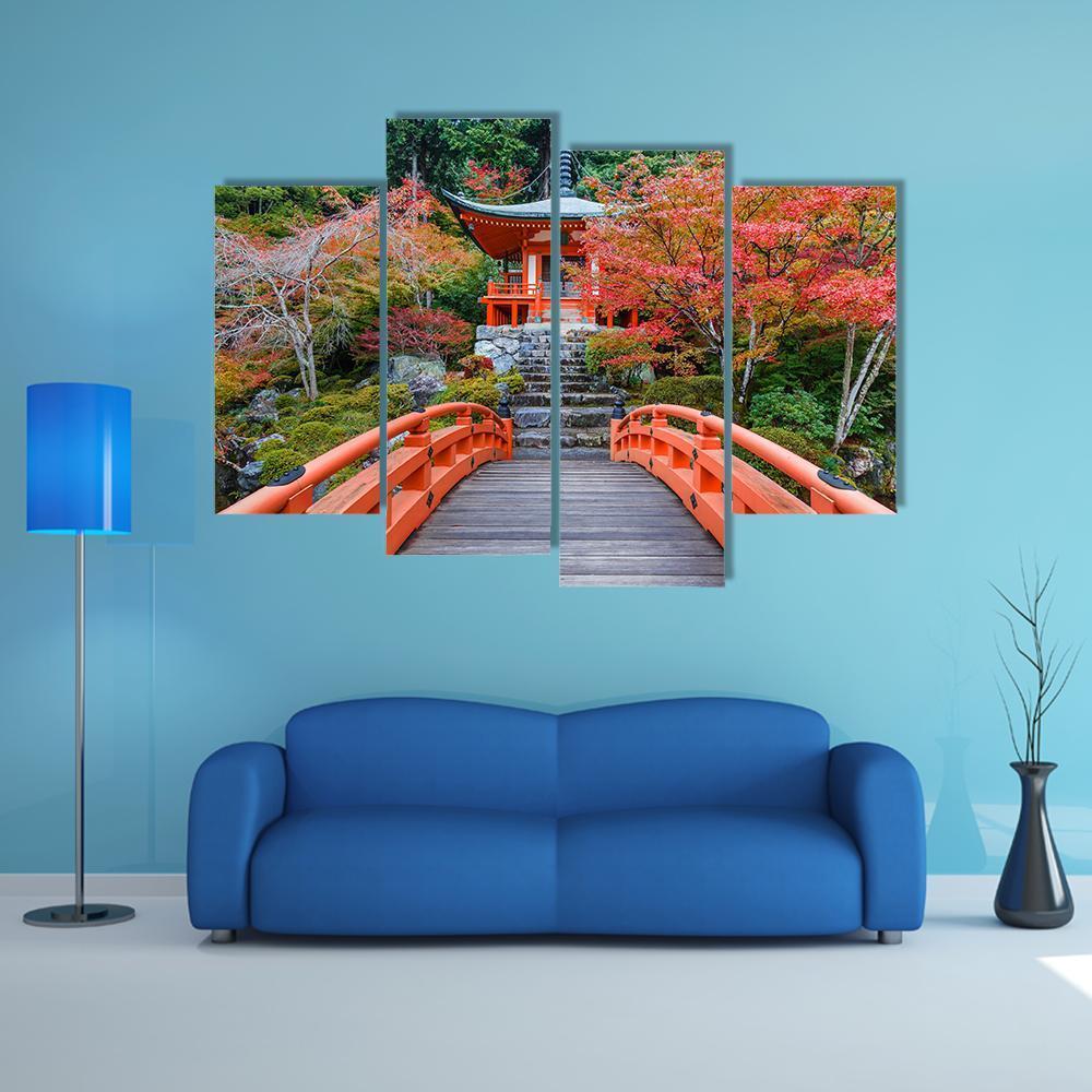 Daigoji Temple In Autumn Canvas Wall Art-4 Pop-Gallery Wrap-50" x 32"-Tiaracle
