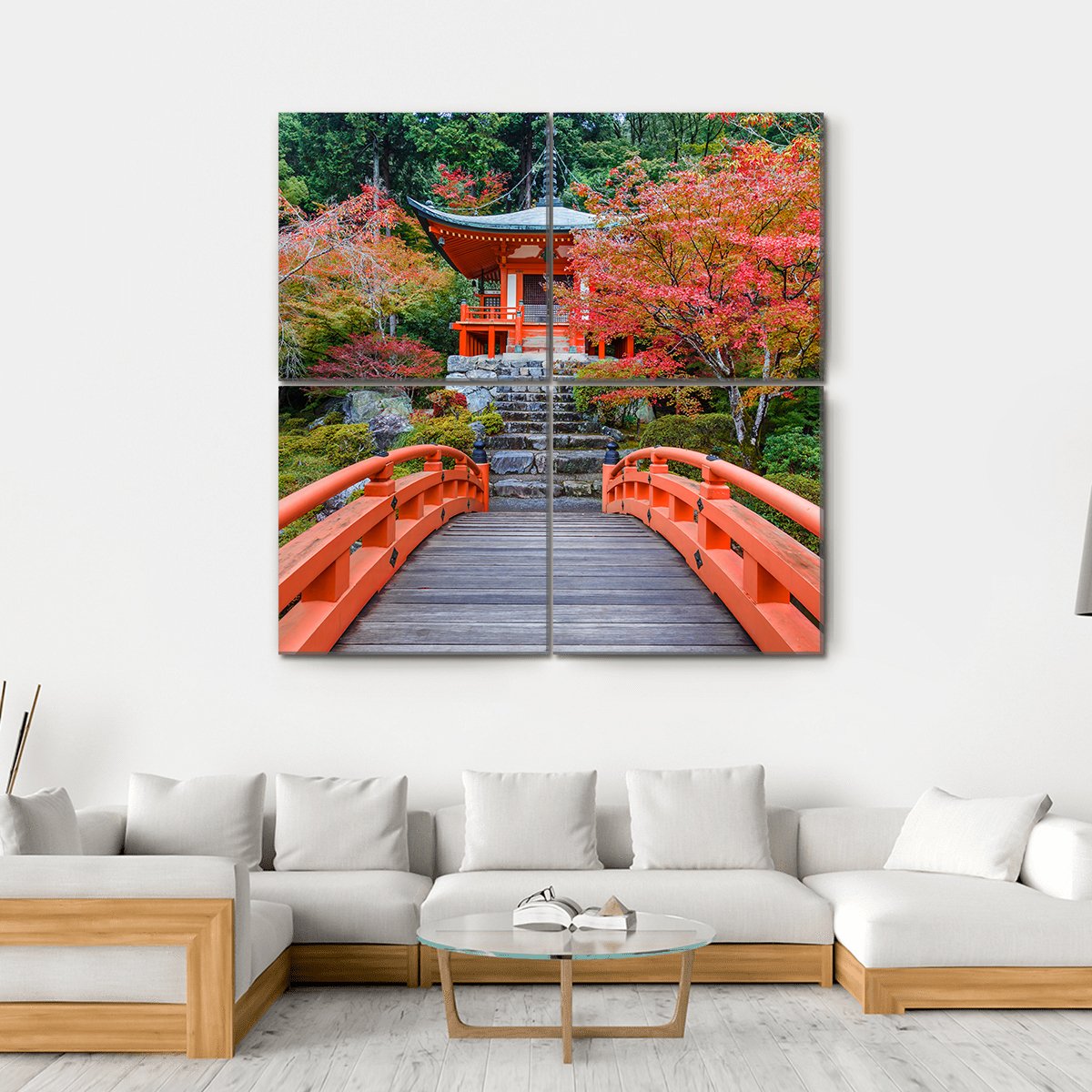 Daigoji Temple In Autumn Canvas Wall Art-4 Square-Gallery Wrap-17" x 17"-Tiaracle