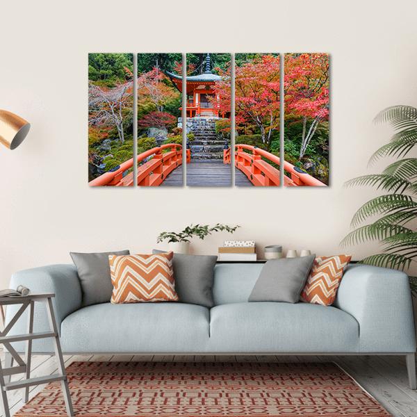 Daigoji Temple In Autumn Canvas Wall Art-5 Horizontal-Gallery Wrap-22" x 12"-Tiaracle