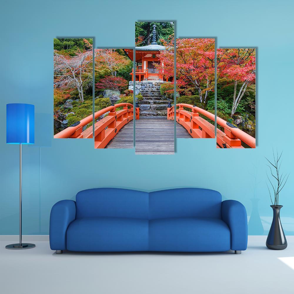 Daigoji Temple In Autumn Canvas Wall Art-5 Pop-Gallery Wrap-47" x 32"-Tiaracle