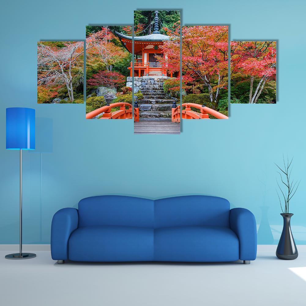 Daigoji Temple In Autumn Canvas Wall Art-5 Star-Gallery Wrap-62" x 32"-Tiaracle