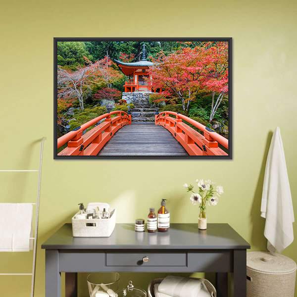 Daigoji Temple In Autumn Canvas Wall Art-3 Horizontal-Gallery Wrap-25" x 16"-Tiaracle