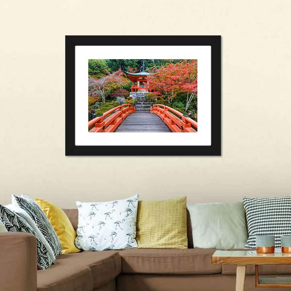 Daigoji Temple In Autumn Canvas Wall Art-1 Piece-Framed Print-20" x 16"-Tiaracle