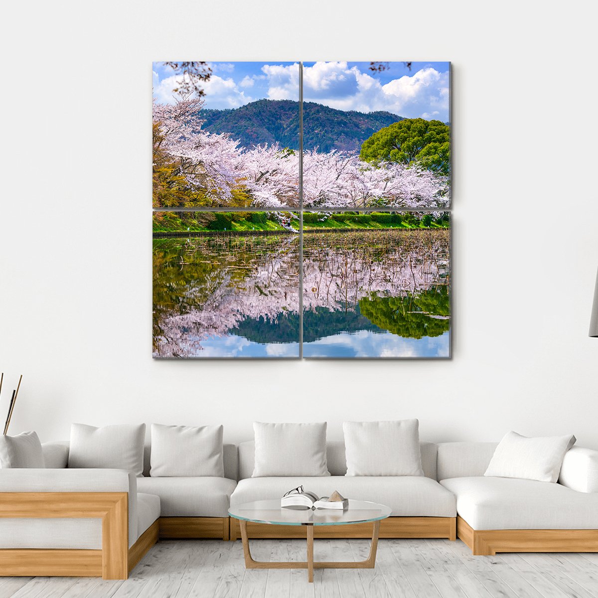 Daikaku-ji Temple's Pond Canvas Wall Art-4 Square-Gallery Wrap-17" x 17"-Tiaracle