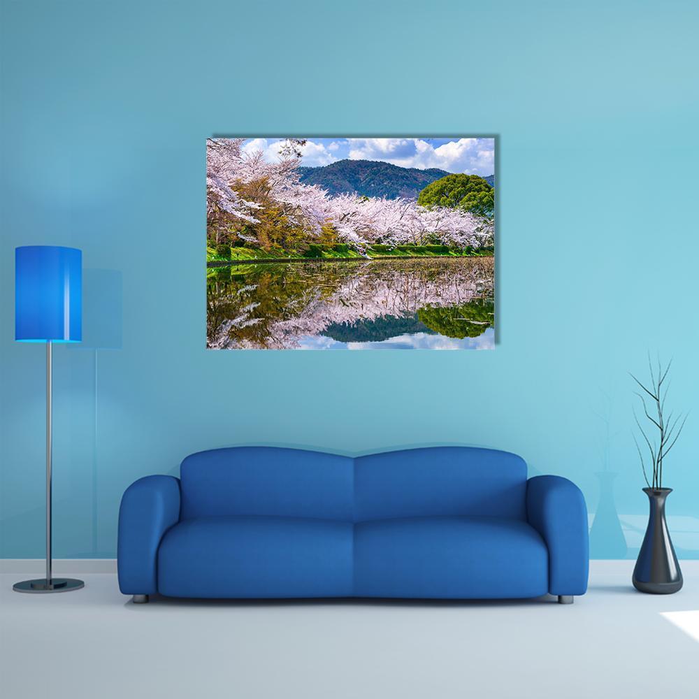Daikaku-ji Temple's Pond Canvas Wall Art-1 Piece-Gallery Wrap-48" x 32"-Tiaracle