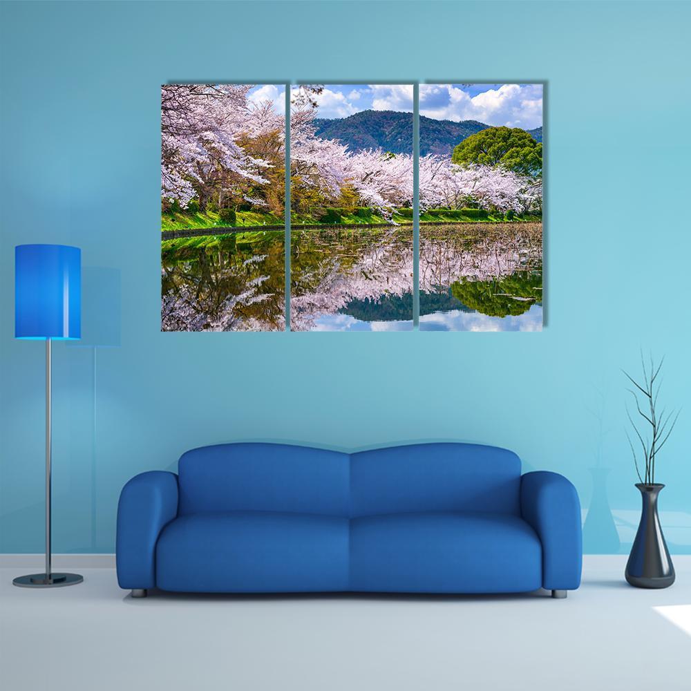Daikaku-ji Temple's Pond Canvas Wall Art-3 Horizontal-Gallery Wrap-37" x 24"-Tiaracle