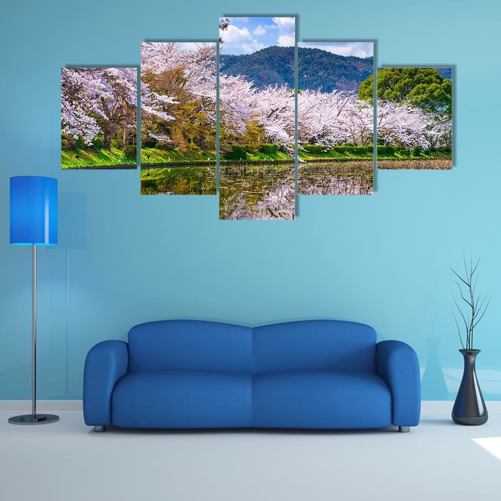 Daikaku-ji Temple's Pond Canvas Wall Art-5 Star-Gallery Wrap-62" x 32"-Tiaracle
