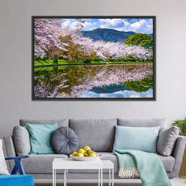 Daikaku-ji Temple's Pond Canvas Wall Art-3 Horizontal-Gallery Wrap-25" x 16"-Tiaracle