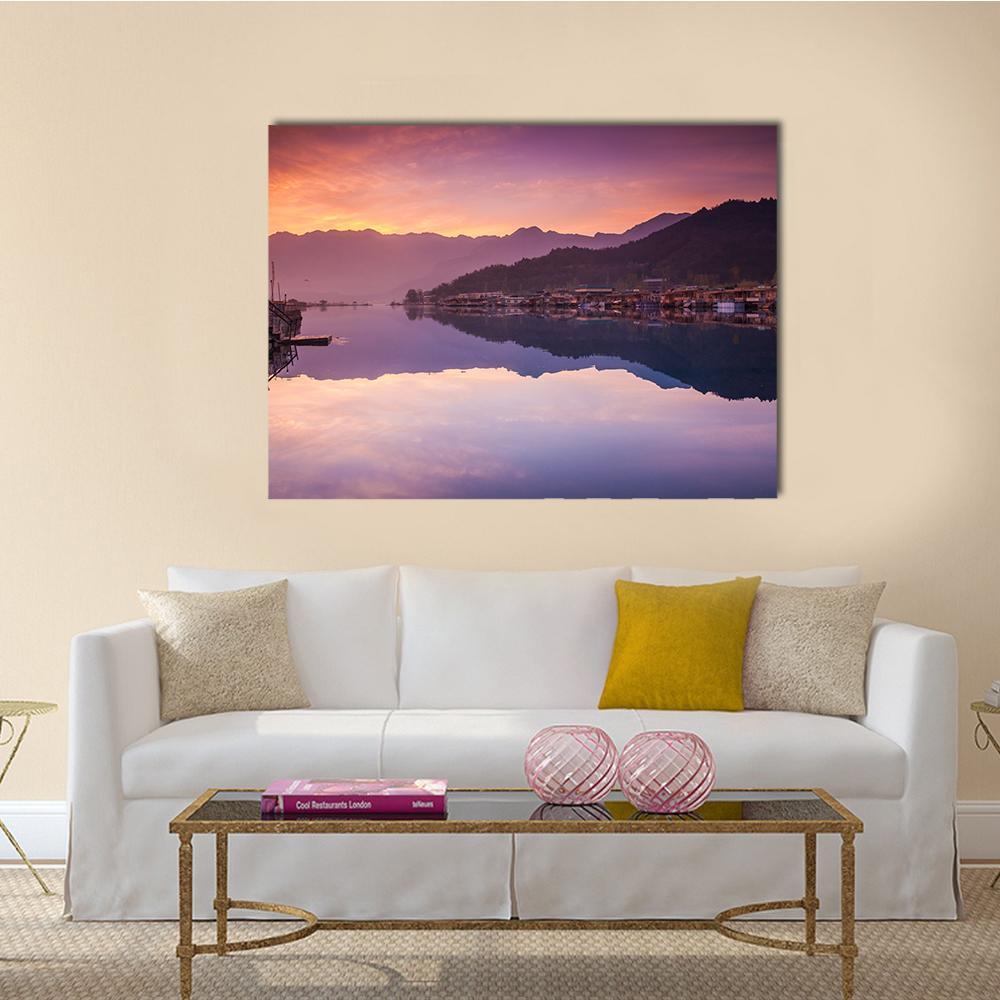 Dal Lake Kashmir Canvas Wall Art-1 Piece-Gallery Wrap-48" x 32"-Tiaracle