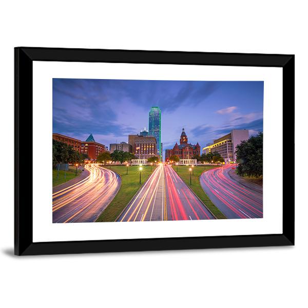 Dallas Downtown Canvas Wall Art-3 Horizontal-Gallery Wrap-25" x 16"-Tiaracle