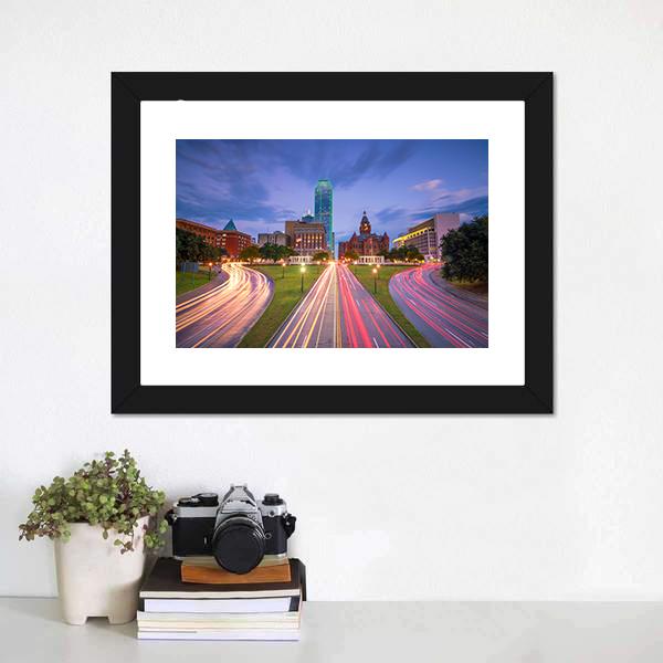 Dallas Downtown Canvas Wall Art-3 Horizontal-Gallery Wrap-25" x 16"-Tiaracle