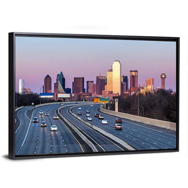 Dallas Downtown Skyline Canvas Wall Art-3 Horizontal-Gallery Wrap-25" x 16"-Tiaracle