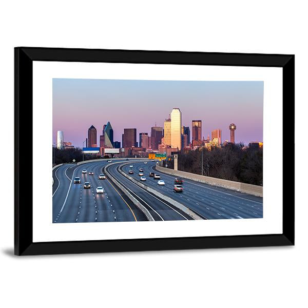 Dallas Downtown Skyline Canvas Wall Art-3 Horizontal-Gallery Wrap-25" x 16"-Tiaracle