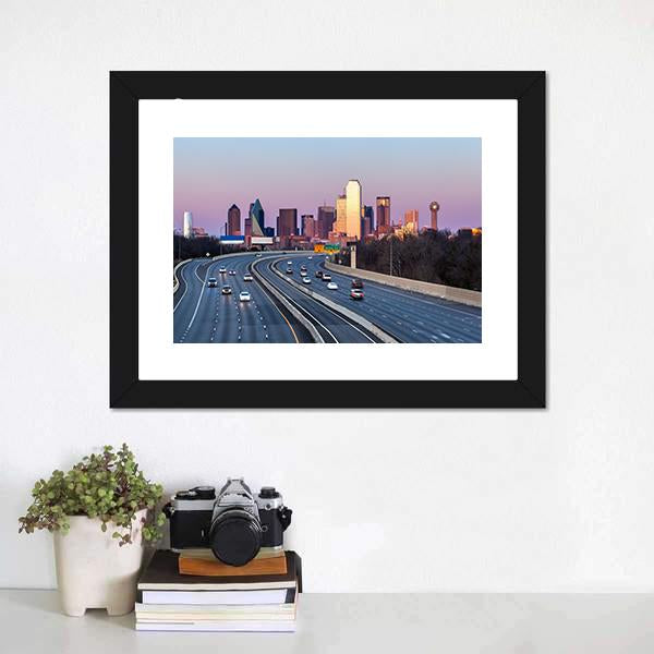 Dallas Downtown Skyline Canvas Wall Art-3 Horizontal-Gallery Wrap-25" x 16"-Tiaracle
