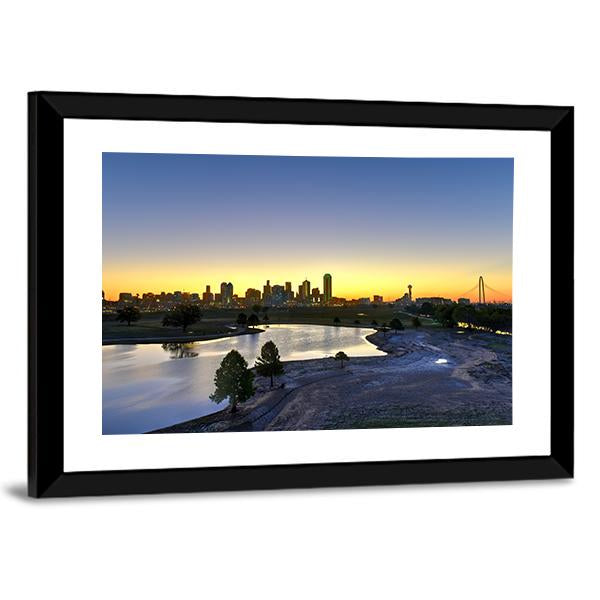 Dallas Skyline At Sunrise Panoramic Canvas Wall Art-1 Piece-36&quot; x 12&quot;-Tiaracle