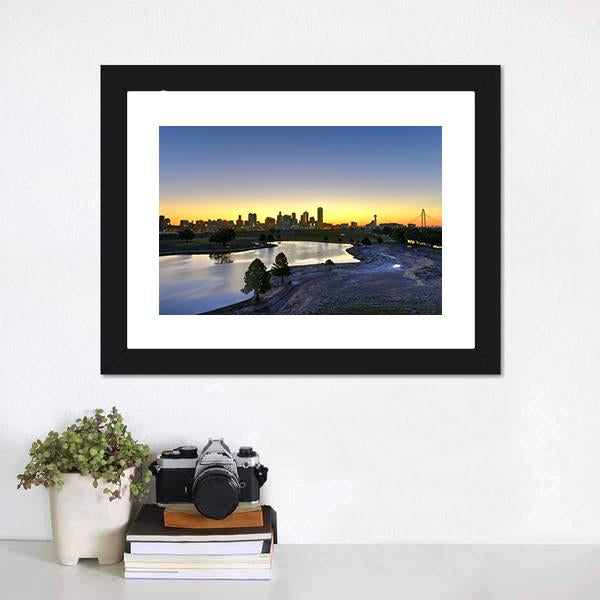 Dallas Skyline At Sunrise Panoramic Canvas Wall Art-1 Piece-36" x 12"-Tiaracle