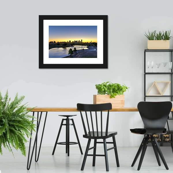 Dallas Skyline At Sunrise Panoramic Canvas Wall Art-1 Piece-36" x 12"-Tiaracle