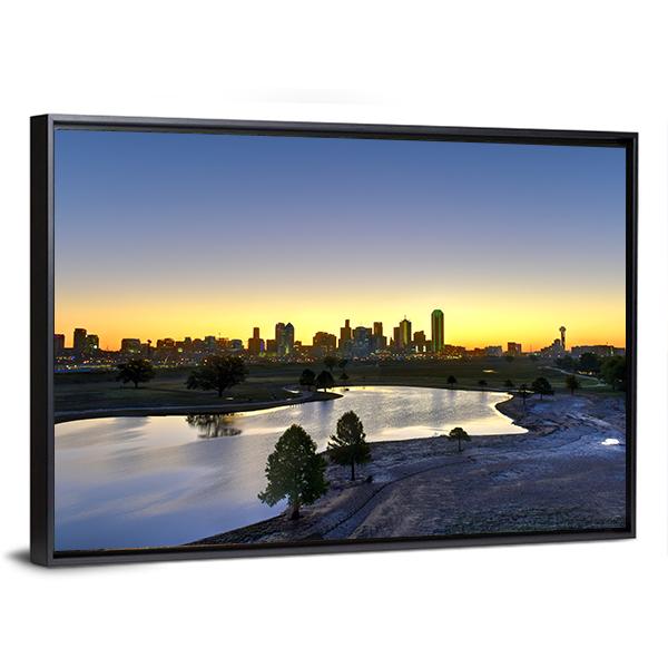 Dallas Skyline At Sunrise Panoramic Canvas Wall Art-1 Piece-36" x 12"-Tiaracle