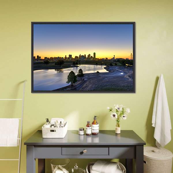 Dallas Skyline At Sunrise Panoramic Canvas Wall Art-1 Piece-36" x 12"-Tiaracle