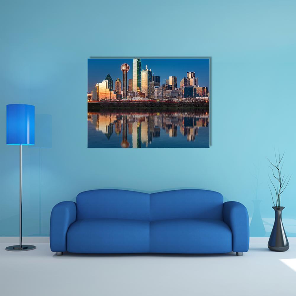 Dallas Skyline Canvas Wall Art-1 Piece-Gallery Wrap-48&quot; x 32&quot;-Tiaracle