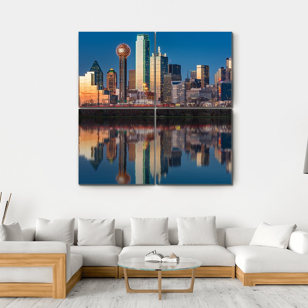 Dallas Skyline Canvas Wall Art-4 Square-Gallery Wrap-17" x 17"-Tiaracle