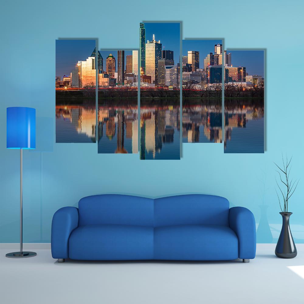 Dallas Skyline Canvas Wall Art-5 Pop-Gallery Wrap-47&quot; x 32&quot;-Tiaracle