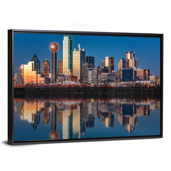 Dallas Skyline Canvas Wall Art-3 Horizontal-Gallery Wrap-25" x 16"-Tiaracle