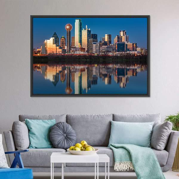 Dallas Skyline Canvas Wall Art-3 Horizontal-Gallery Wrap-25" x 16"-Tiaracle