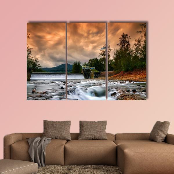 Dam Mentawa Indonesia Canvas Wall Art-4 Pop-Gallery Wrap-50" x 32"-Tiaracle