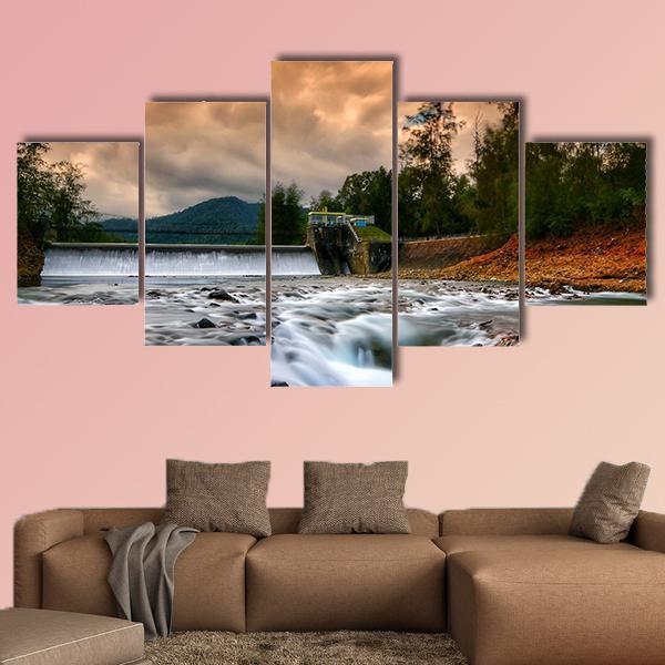 Dam Mentawa Indonesia Canvas Wall Art-5 Star-Gallery Wrap-62" x 32"-Tiaracle