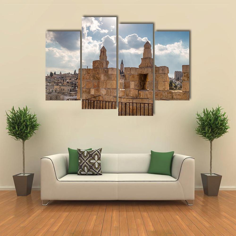Damascus Gate Jerusalem Canvas Wall Art-4 Pop-Gallery Wrap-50" x 32"-Tiaracle