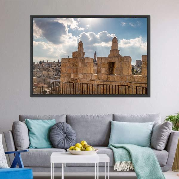 Damascus Gate Jerusalem Canvas Wall Art-3 Horizontal-Gallery Wrap-25" x 16"-Tiaracle