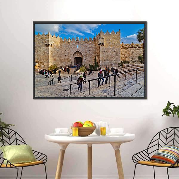 Damascus Gate Canvas Wall Art-1 Piece-Floating Frame-24" x 16"-Tiaracle