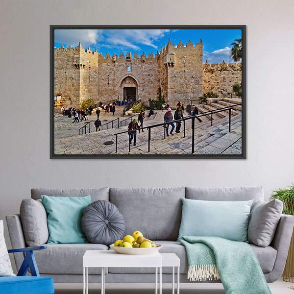 Damascus Gate Canvas Wall Art-3 Horizontal-Gallery Wrap-25" x 16"-Tiaracle