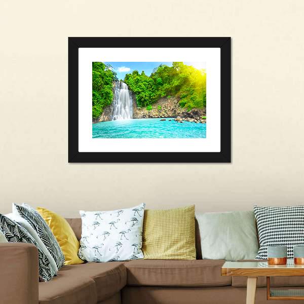 Dambri Waterfall Vietnam Canvas Wall Art-1 Piece-Framed Print-20" x 16"-Tiaracle