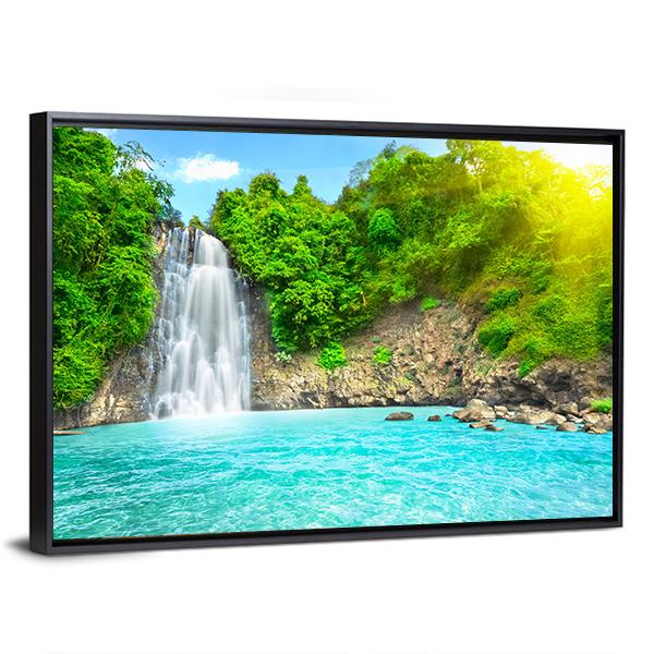 Dambri Waterfall Vietnam Canvas Wall Art-3 Horizontal-Gallery Wrap-25&quot; x 16&quot;-Tiaracle