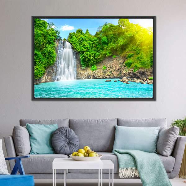Dambri Waterfall Vietnam Canvas Wall Art-3 Horizontal-Gallery Wrap-25" x 16"-Tiaracle