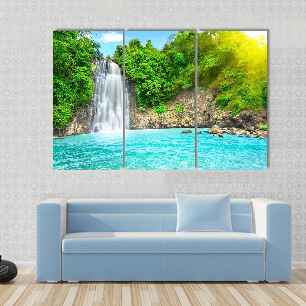 Dambri Waterfall Vietnam Canvas Wall Art-3 Horizontal-Gallery Wrap-37" x 24"-Tiaracle