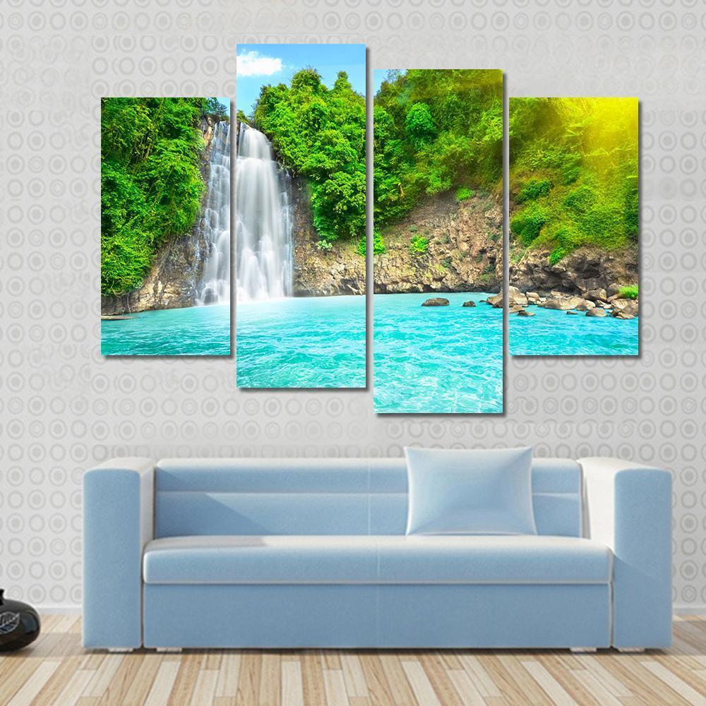 Dambri Waterfall Vietnam Canvas Wall Art-4 Pop-Gallery Wrap-50&quot; x 32&quot;-Tiaracle