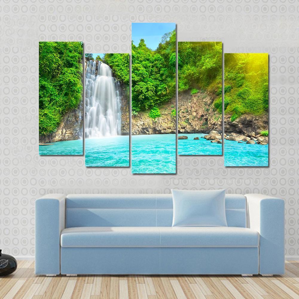 Dambri Waterfall Vietnam Canvas Wall Art-5 Pop-Gallery Wrap-47" x 32"-Tiaracle
