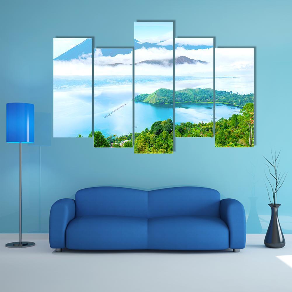 Danau Toba Lake Canvas Wall Art-5 Pop-Gallery Wrap-47" x 32"-Tiaracle