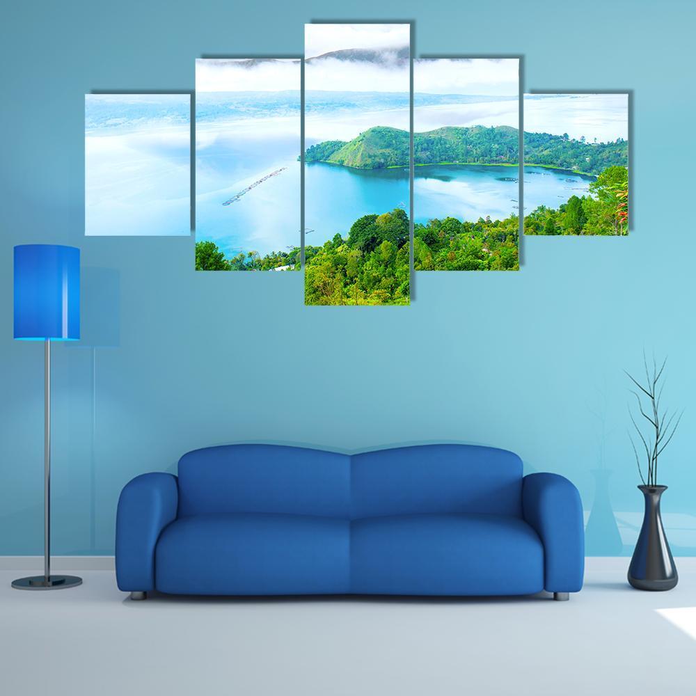 Danau Toba Lake Canvas Wall Art-5 Star-Gallery Wrap-62" x 32"-Tiaracle
